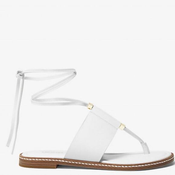 Michael Michael Kors White Marlon Leather Lace-Up Sandal - Picture 3 of 12
